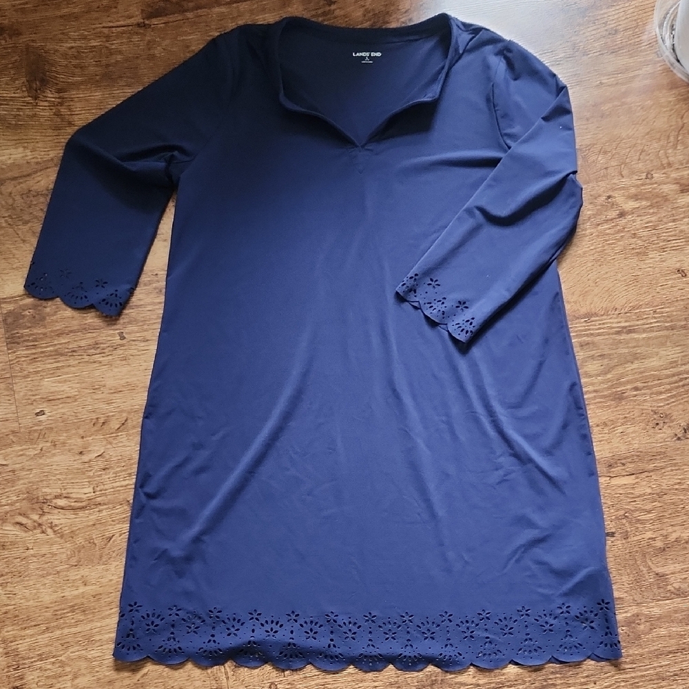 Lands' End Navy Blue Swim Coverup Dress
